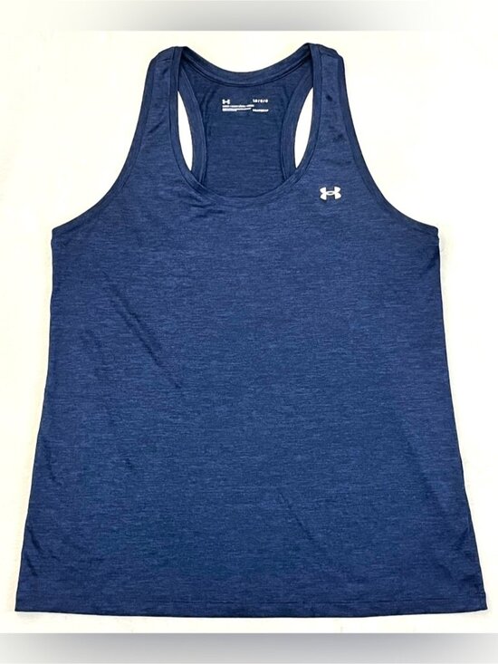 Tops - Heathered Navy Blue Racerback Performance Tank Top